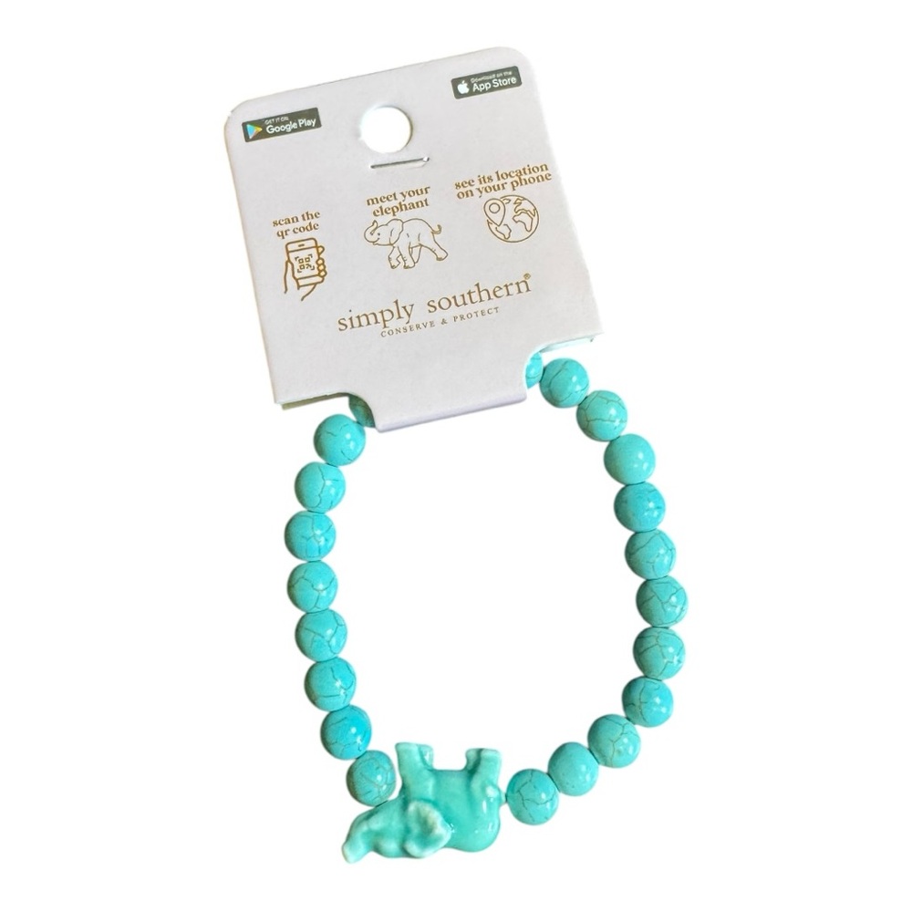 Simply Southern Turquoise Beads with Blue  Elephant Tracker Bracelet
